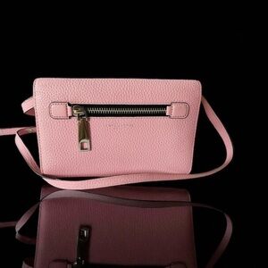 Marc Jacobs Gotham Pink Pebble Leather Wallet Strap Crossbody Bag